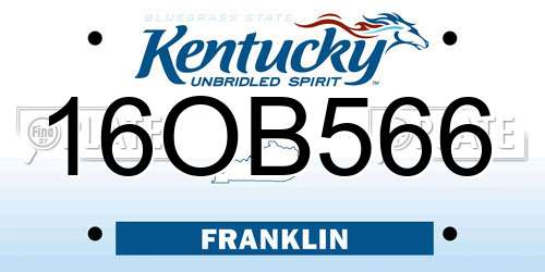 16OB566 Kentucky License Plate