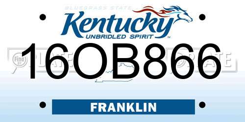 16OB866 Kentucky License Plate
