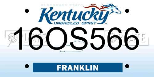 16OS566 Kentucky License Plate