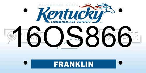 16OS866 Kentucky License Plate