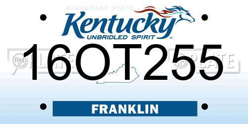 16OT255 Kentucky License Plate