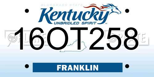 16OT258 Kentucky License Plate
