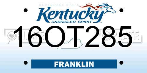 16OT285 Kentucky License Plate