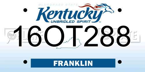 16OT288 Kentucky License Plate