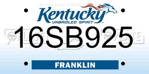 16SB925 Kentucky License Plate