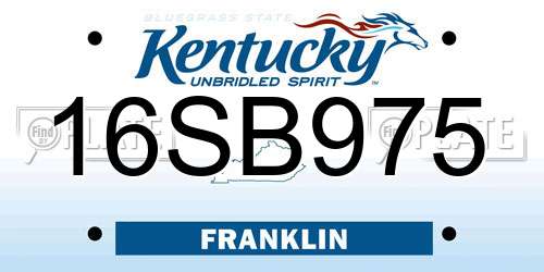 16SB975 Kentucky License Plate