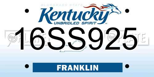 16SS925 Kentucky License Plate