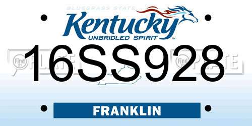 16SS928 Kentucky License Plate