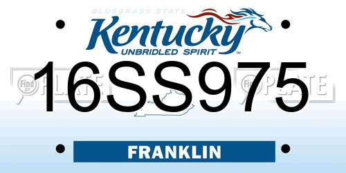 16SS975 Kentucky License Plate