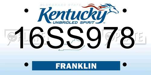 16SS978 Kentucky License Plate