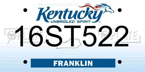 16ST522 Kentucky License Plate