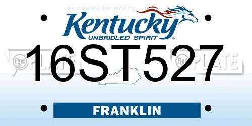 16ST527 Kentucky License Plate