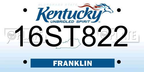 16ST822 Kentucky License Plate