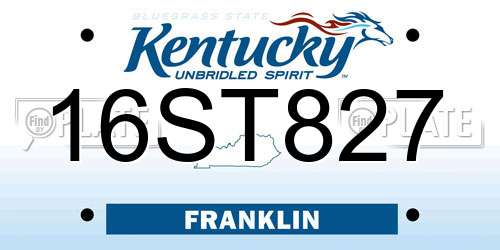 16ST827 Kentucky License Plate