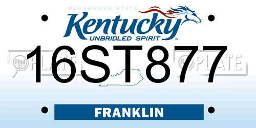 16ST877 Kentucky License Plate