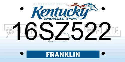 16SZ522 Kentucky License Plate