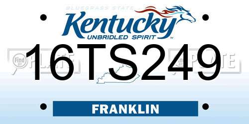 16TS249 Kentucky License Plate