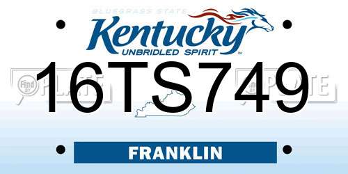 16TS749 Kentucky License Plate
