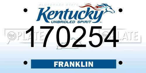 170254 Kentucky License Plate