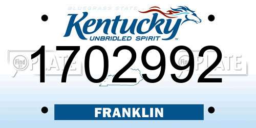 1702992 Kentucky License Plate