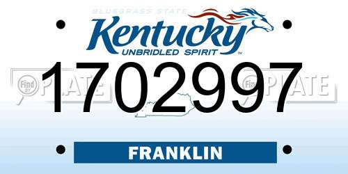 1702997 Kentucky License Plate