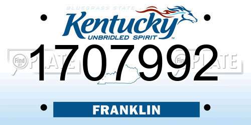 1707992 Kentucky License Plate