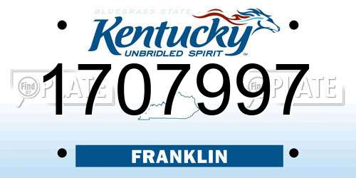 1707997 Kentucky License Plate