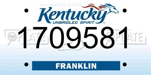 1709581 Kentucky License Plate