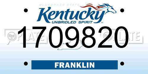1709820 Kentucky License Plate