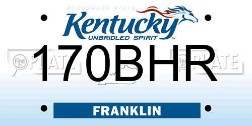 170BHR Kentucky License Plate