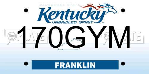 170GYM Kentucky License Plate