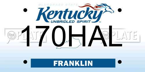 170HAL Kentucky License Plate
