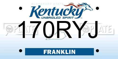 170RYJ Kentucky License Plate