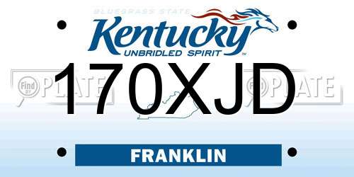 170XJD Kentucky License Plate