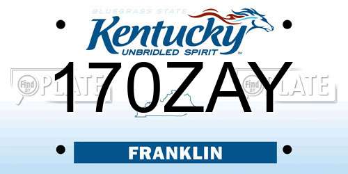 170ZAY Kentucky License Plate
