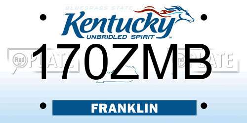 170ZMB Kentucky License Plate