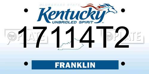 17114T2 Kentucky License Plate