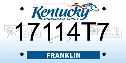 17114T7 Kentucky License Plate