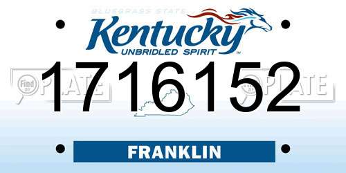 1716152 Kentucky License Plate