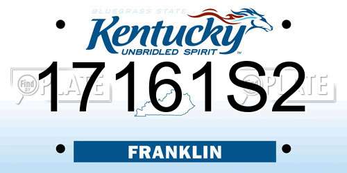 17161S2 Kentucky License Plate