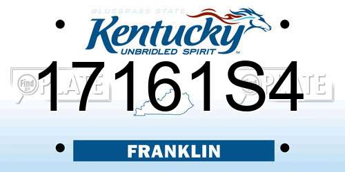 17161S4 Kentucky License Plate