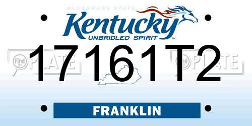 17161T2 Kentucky License Plate