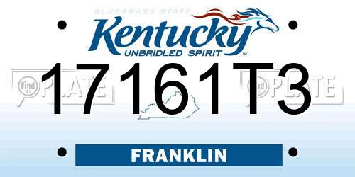 17161T3 Kentucky License Plate