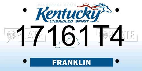 17161T4 Kentucky License Plate