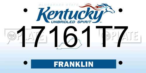 17161T7 Kentucky License Plate