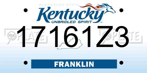 17161Z3 Kentucky License Plate