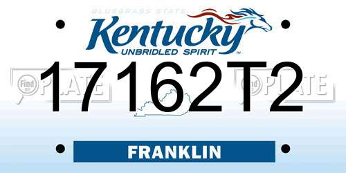 17162T2 Kentucky License Plate