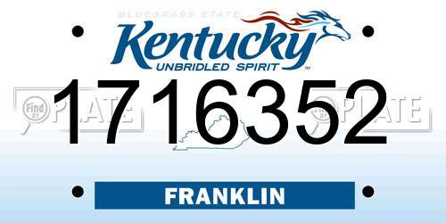 1716352 Kentucky License Plate