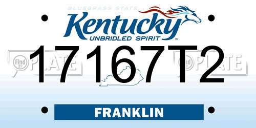 17167T2 Kentucky License Plate
