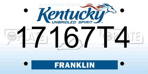 17167T4 Kentucky License Plate